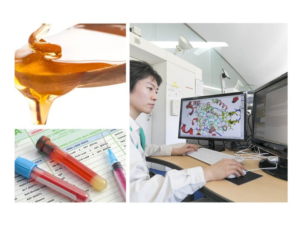 Collage of Custom Enzyme Applications, featuring Amano Enzyme Scientist Crafting Tailored Enzyme Solutions