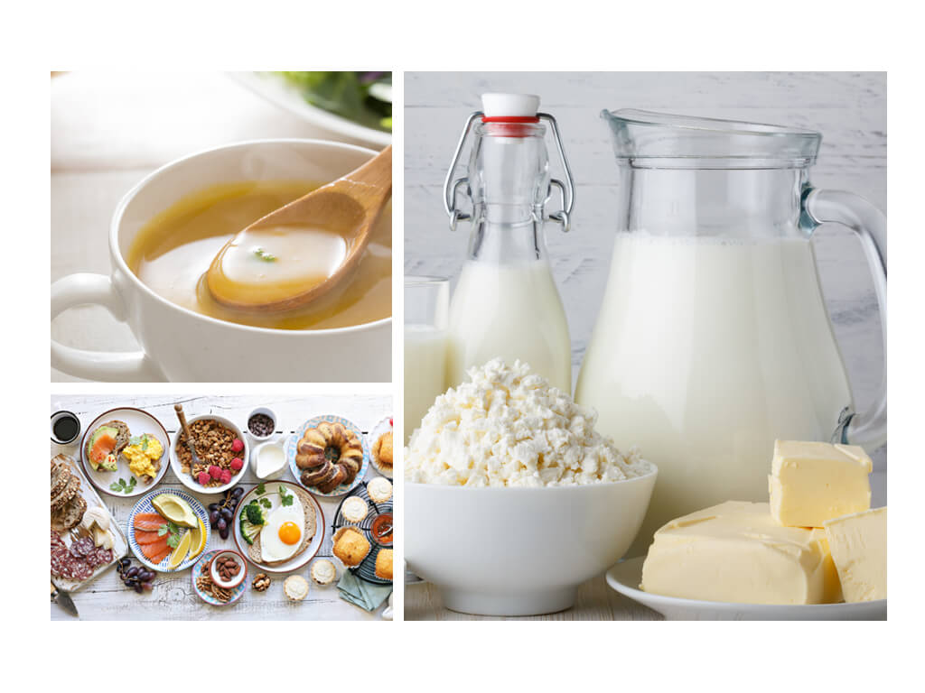 Enzyme-Enhanced Foods Collage - Elevating Taste and Texture Across Dairy, Beverages, Breads, and More